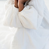 Billowed Sleeve Linen Dress ‘White’