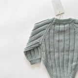 Wide Ribbed Knit Onesie ‘Fog’