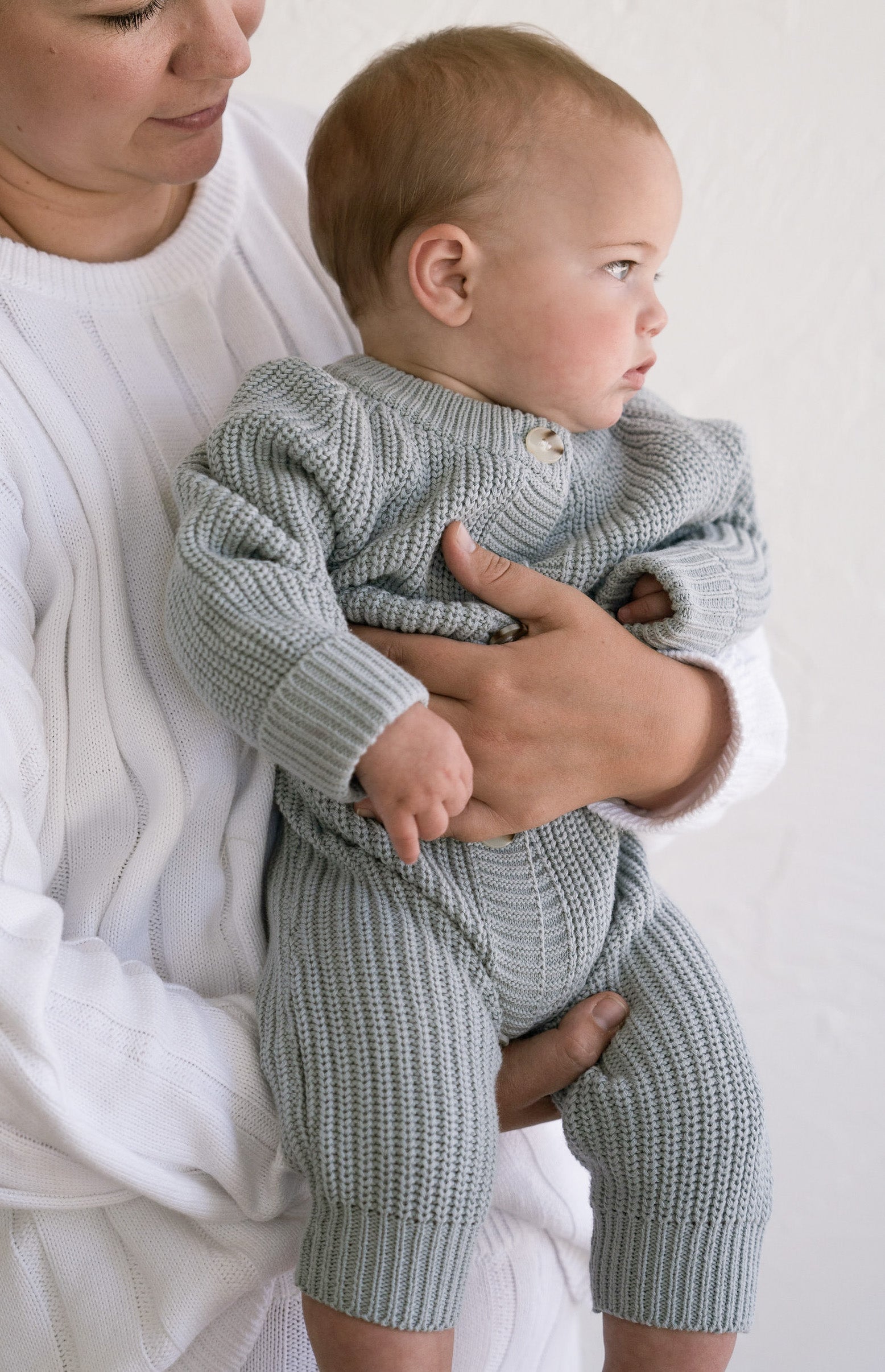 oat Powder Chunky Knit Playsuit 6-12m - ロンパース・カバーオール