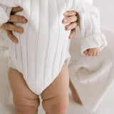 Wide Ribbed Knit Onesie ‘Dove’