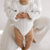 Wide Ribbed Knit Onesie ‘Dove’
