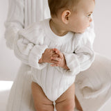 Wide Ribbed Knit Onesie ‘Dove’