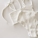 Women’s High Waisted Smocked Bikini Bottoms - Coconut