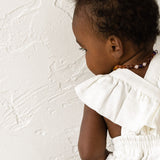 Linen Flutter Sleeve Bloomer Romper -  Ivory