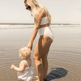 Women’s High Waisted Smocked Bikini Bottoms - Coconut