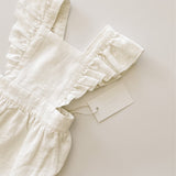 Linen Flutter Sleeve Bloomer Romper -  Ivory