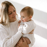 Wide Ribbed Knit Onesie ‘Dove’