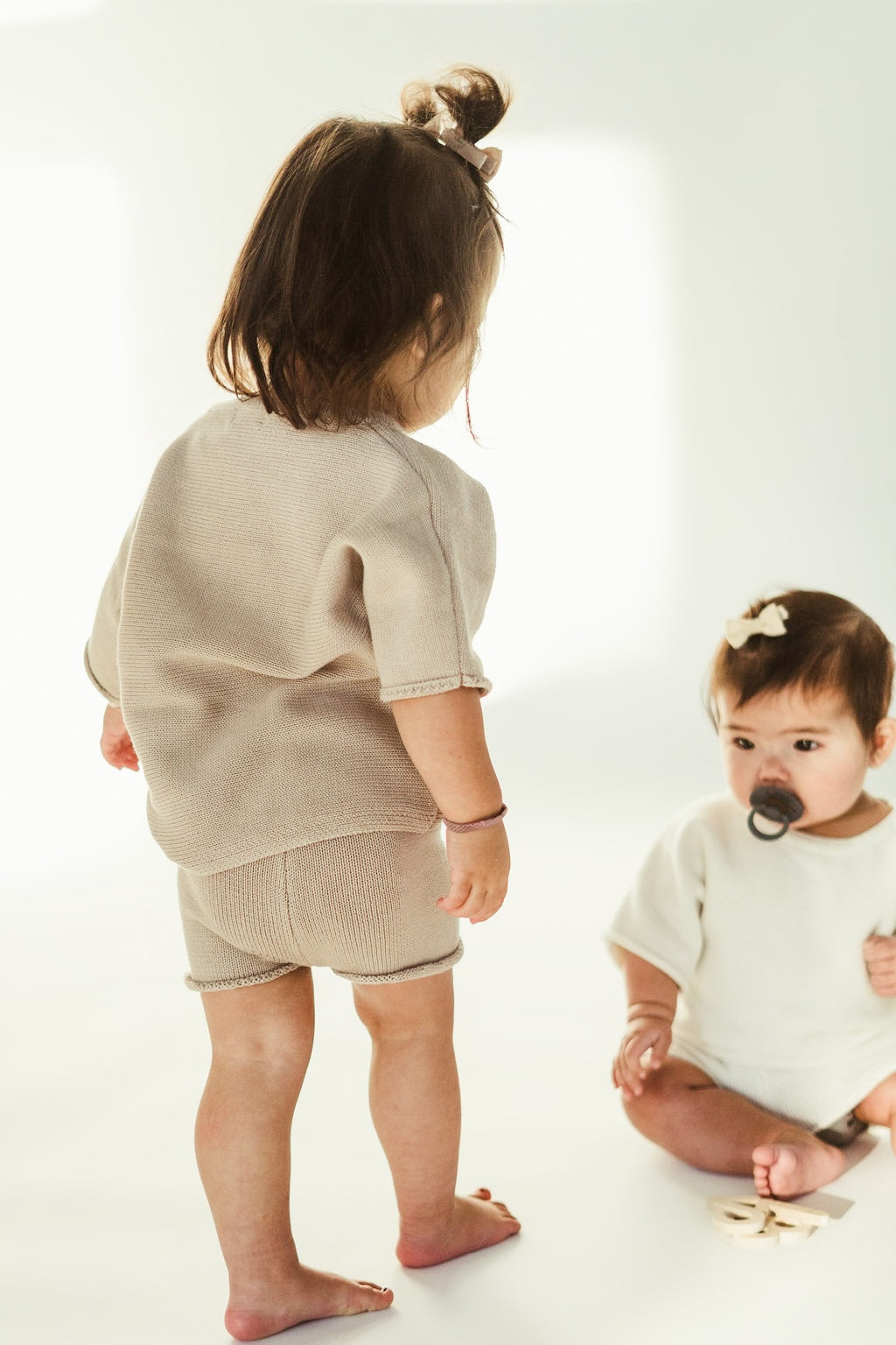 Girls Taupe Oversized Knit Tee