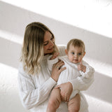 Wide Ribbed Knit Onesie ‘Dove’