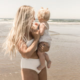 Women’s High Waisted Smocked Bikini Bottoms - Coconut