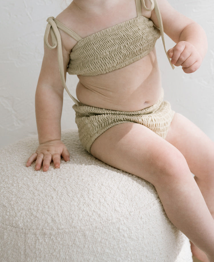 Smocked Bikini Top - Sand