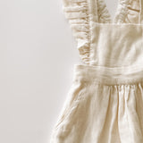Linen Flutter Sleeve Jumpsuit - Vanilla