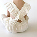 Linen Flutter Sleeve Jumpsuit - Ivory