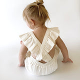 Linen Flutter Sleeve Jumpsuit - Ivory
