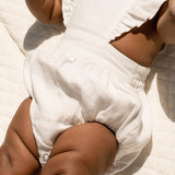 Linen Flutter Sleeve Bloomer Romper -  Ivory