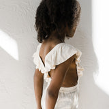 Linen Flutter Sleeve Jumpsuit - Vanilla