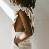 Linen Flutter Sleeve Jumpsuit - Vanilla
