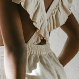 Linen Flutter Sleeve Jumpsuit - Vanilla