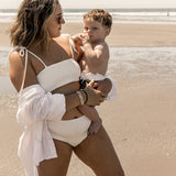 Women’s High Waisted Smocked Bikini Bottoms - Coconut