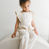 Linen Flutter Sleeve Jumpsuit - Vanilla