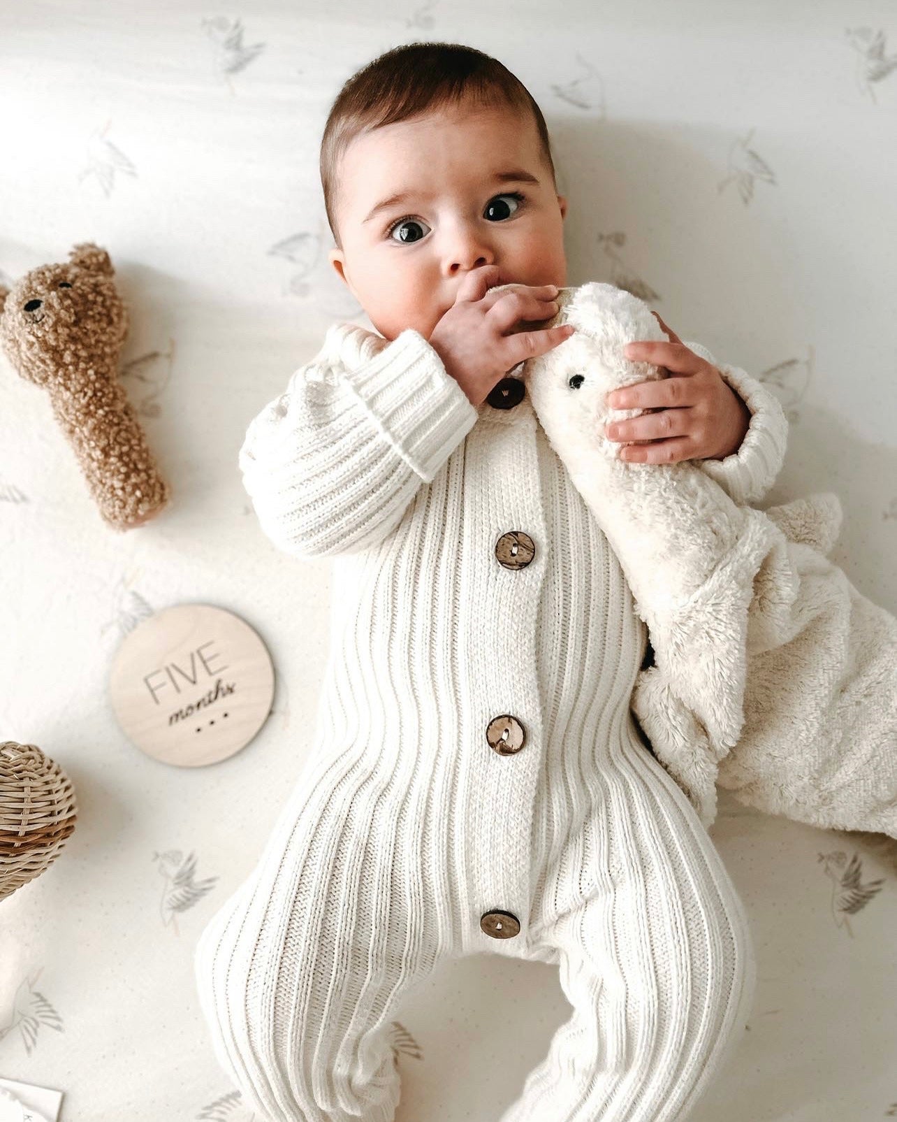 格安即決 OAT ロンパース Fleck 6-12m playsuit knit chunky 