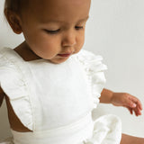Linen Flutter Sleeve Bloomer Romper -  Ivory