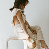 Linen Flutter Sleeve Jumpsuit - Vanilla