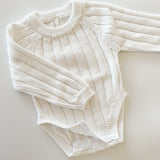 Wide Ribbed Knit Onesie ‘Dove’