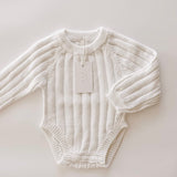 Wide Ribbed Knit Onesie ‘Dove’