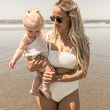 Women’s High Waisted Smocked Bikini Bottoms - Coconut