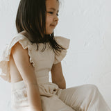 Linen Flutter Sleeve Jumpsuit - Vanilla