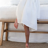 Billowed Sleeve Linen Dress ‘White’