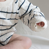 ‘Navy Stripe’ Ribbed Knit Onesie