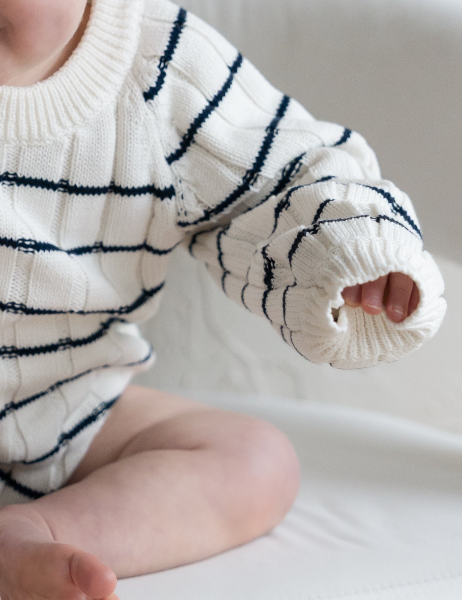 ‘Navy Stripe’ Ribbed Knit Onesie