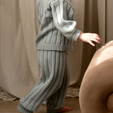 Children’s Wide Ribbed Knit Pant ‘Fog’