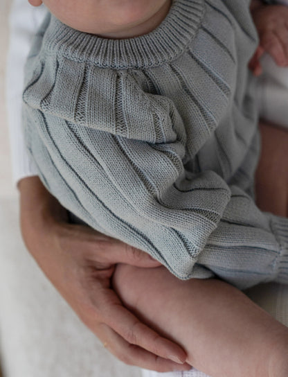 Wide Ribbed Knit Onesie ‘Fog’