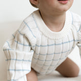 ‘Sky Blue Stripe’ Ribbed Knit Onesie