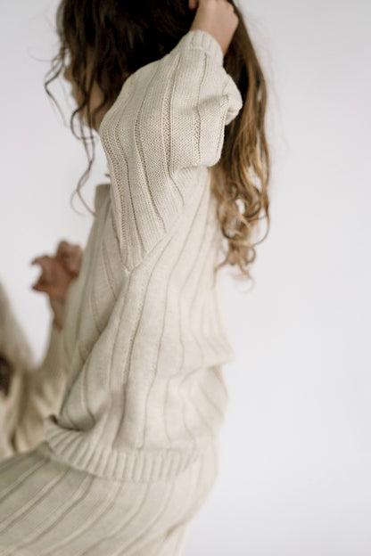 Children’s Wide Ribbed Knit Sweater ‘Biscotti’