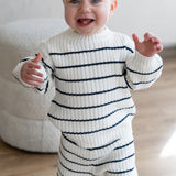 ‘Navy Stripe’ Ribbed Knit Pant