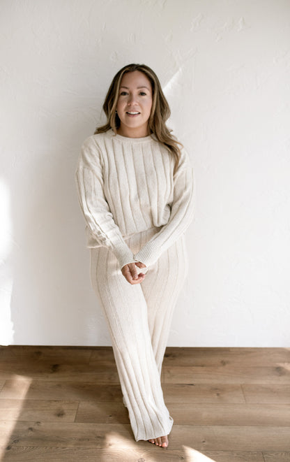Women’s Wide Ribbed Knit Sweater ‘Oatmeal’