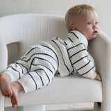 ‘Navy Stripe’ Ribbed Knit Pant