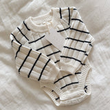 ‘Navy Stripe’ Ribbed Knit Onesie