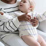 ‘Lilac Stripe’ Ribbed Knit Onesie