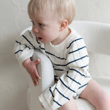 ‘Navy Stripe’ Ribbed Knit Onesie