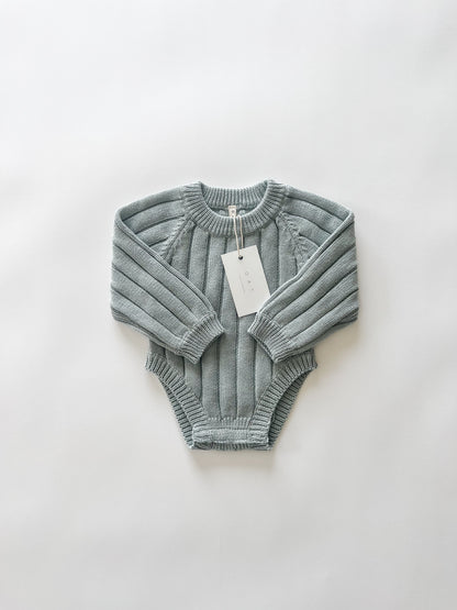 Wide Ribbed Knit Onesie ‘Fog’