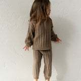 Children’s Wide Ribbed Knit Pant ‘Oak’