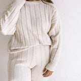 Women’s Wide Ribbed Knit Sweater ‘Oatmeal’