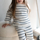 ‘Navy Stripe’ Ribbed Knit Pant