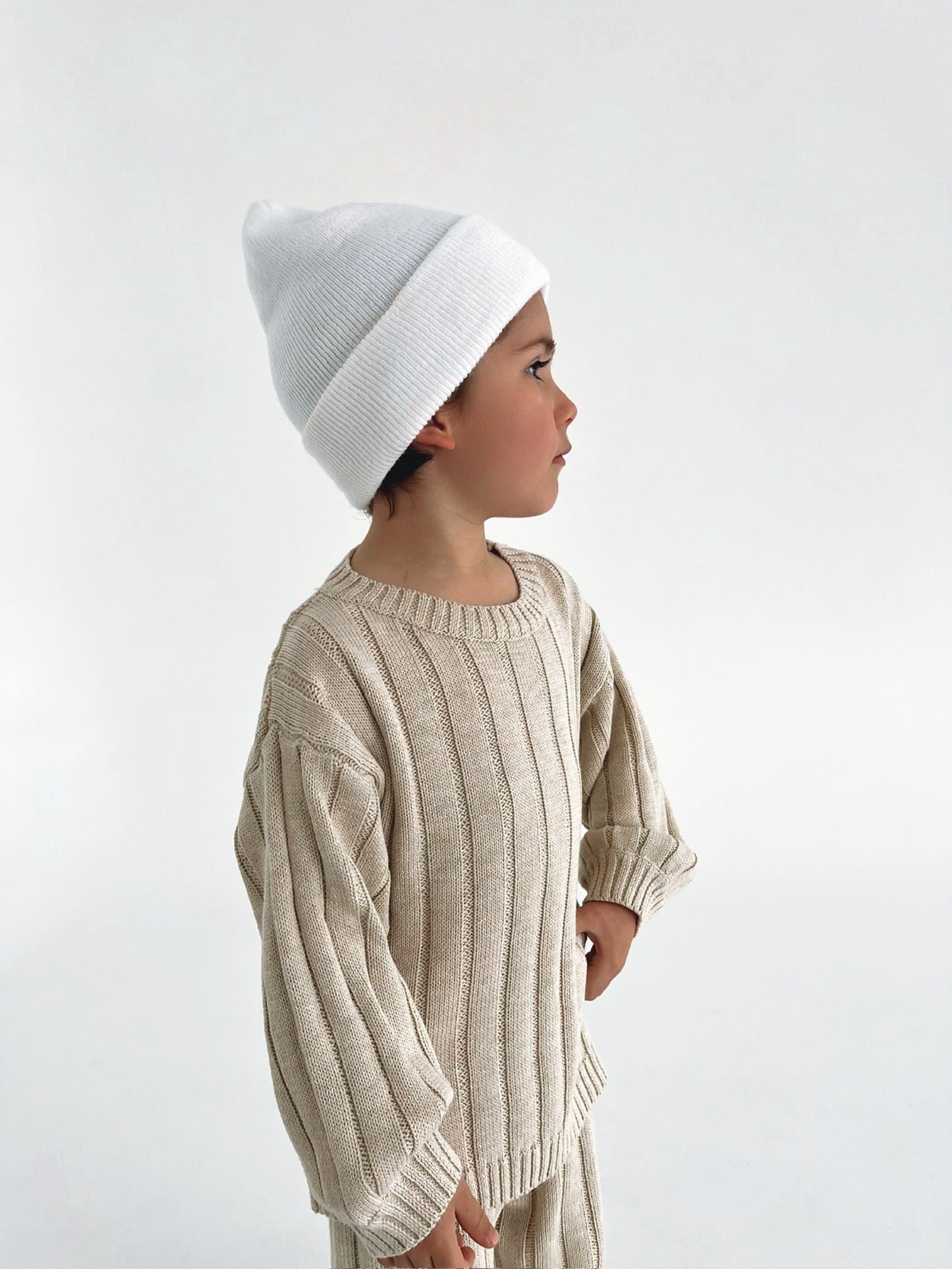 Children’s Wide Ribbed Knit Sweater ‘Biscotti’