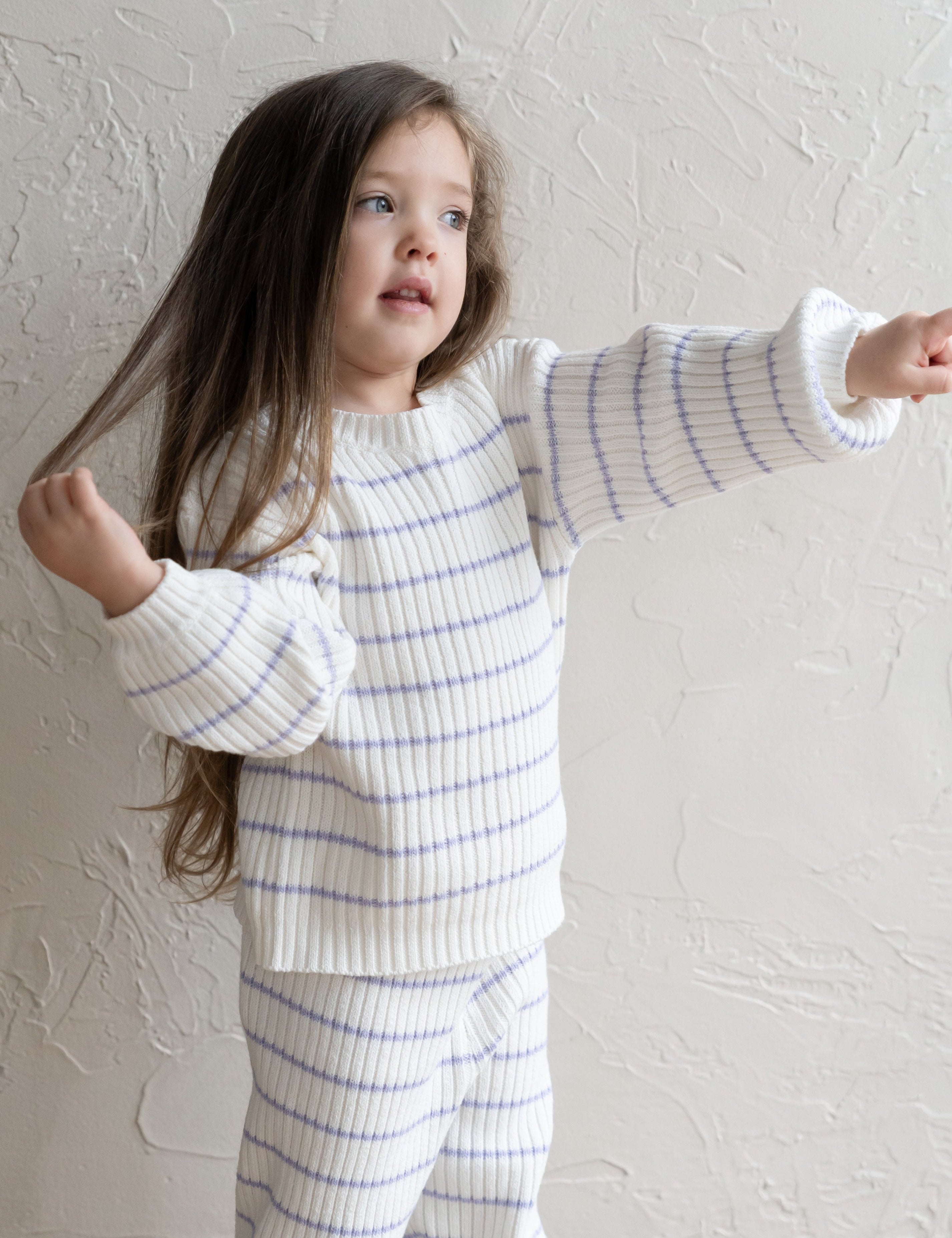 ‘Lilac Stripe’ Ribbed Knit Sweater